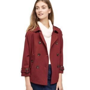Anthropologie Cartonnier Burgundy Swing Trench Cape Jacket
